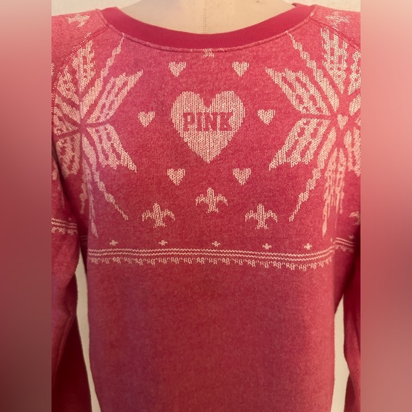PINK Victoria's Secret Snowflake Sweatshirt XS (Fits M-L) see measurements - Picture 4 of 8